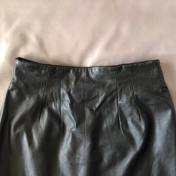 Black Leather Midi Skirt - Picture 4 of 7